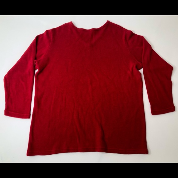 Avenue Women’s Red VNeck Sweater w/ Sequin & Beads - Picture 7 of 9